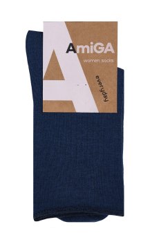 Носки женские AmiGA высокие, антистресс, синие, размер 23-25