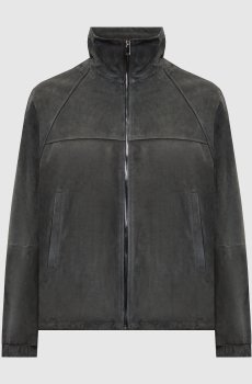 Серая замшевая куртка прямого кроя