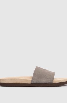 Серые замшевые шлепанцы