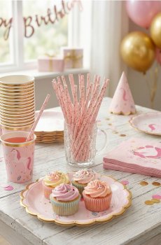 Паперовий посуд з мотивом єдинорога, набір з 50 - різнобарвний