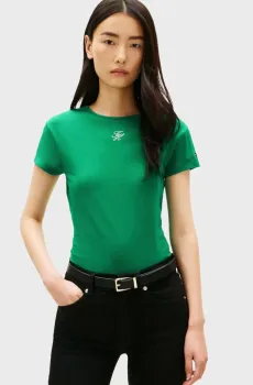 Женская зеленая футболка SCRIPT SLIM Зеленый S Tommy Hilfiger WW0WW48710