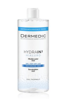 Мицеллярная вода для лица Dermedic Hydrain 3 Hialuro Micellar Water H2O для сухой, очень сухой и обезвоженной кожи, 2*500 мл