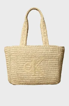 Женский бежевый шоппер BOLD RAFFIA MEDIUM Бежевый ONESIZE Calvin Klein LV04F3447G
