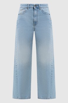 Голубые джинсы с эффектом потертости