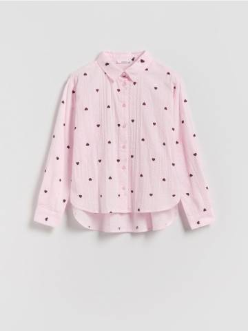 Reserved - Бавовняна сорочка з візерунком - пастельний рожевий - 445FW-03X