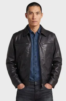 Мужская черная кожаная куртка Черный XL G-Star RAW D30640,B508