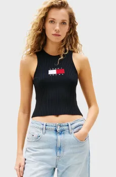 Женский черный топ RIB RACER TANK Черный S Tommy Jeans DW0DW20975
