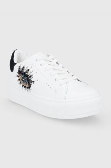 Кожаные ботинки Kurt Geiger London Laney Eya цвет белый на платформе 8487310109 Кожаные ботинки Kurt Geiger London Laney Eya цвет белый на платформе 8487310109