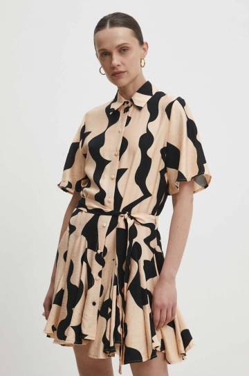 Платье Answear.LAB цвет бежевый mini расклешённая