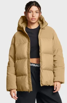 Женский бежевый пуховик LIMITLESS DOWN OS PUFF CORD Бежевый S Under Armour 1384654-263