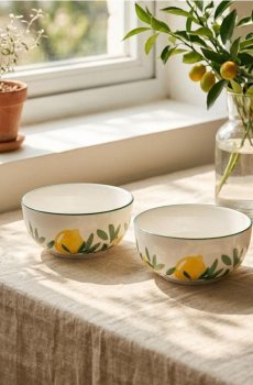 Керамічні миски з мотивом лимонів 2 pack - зелений