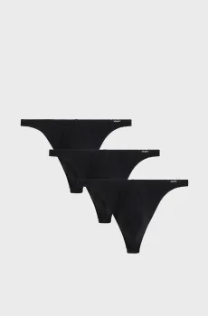 Мужские черные стринги (3 шт) Черный M Atlantic 3BMP-253