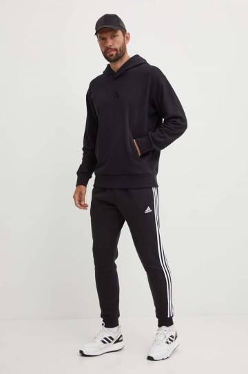 Хлопковая кофта adidas All SZN мужская цвет чёрный с капюшоном с аппликацией IX1248