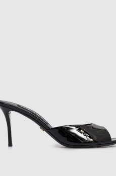 Черные кожаные лакированные мюли Keira