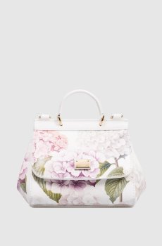 Детская белая кожаная сумка Sicily в принт