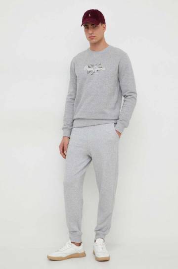 Хлопковая кофта Pepe Jeans Roswell мужская цвет серый с принтом PM582571 Хлопковая кофта Pepe Jeans Roswell мужская цвет серый с принтом PM582571