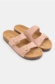 Капці з шкіряною устілкою - пастельний рожевий