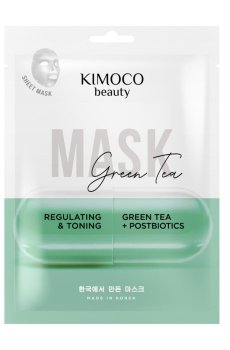 Регулирующая тонизирующая тканевая маска для лица Kimoco Beauty Regulating & Toning Mask с зеленым чаем и постбиотиками, 23 мл