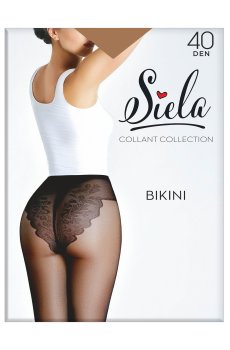 Колготки женские Siela Bikini с кружевными трусиками, 40 DEN, Glace, размер 2