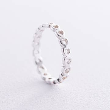 Серебряное кольцо "Сердечки" 112698 Серебряное кольцо "Сердечки" 112698