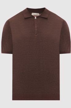 Коричневое поло из шелка и льна
