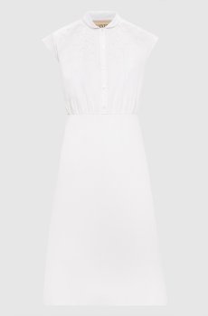 Белое платье миди с вышивкой ришелье