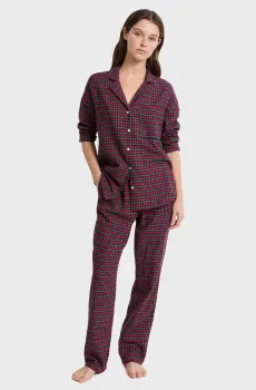 Женская красная пижама в клетку (рубашка, брюки) MALMO Красный L Etam 6556185