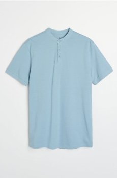 Бавовняне поло зі стійкою - блакитний
