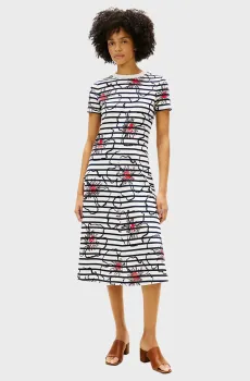 Женское платье с узором INTERLOCK F&F MIDI Разноцветный XS Tommy Hilfiger WW0WW50825