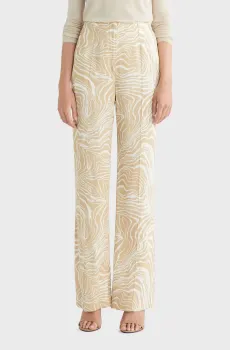 Женские бежевые брюки с узором WAVE PRINT WIDE LEG Бежевый 34 Calvin Klein K20K205220