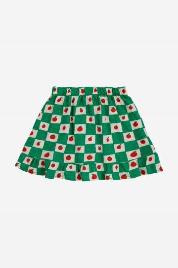 Детская хлопковая юбка Bobo Choses цвет зелёный mini расклешённая Детская хлопковая юбка Bobo Choses цвет зелёный mini расклешённая