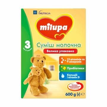 Детская сухая молочная смесь Milupa Детское молочко 3, от 1 года, 600 г Детская сухая молочная смесь Milupa Детское молочко 3, от 1 года, 600 г