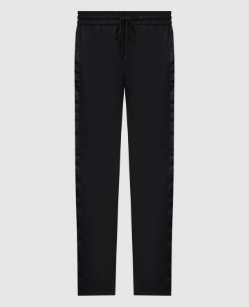 Черные брюки с шерстью с логотипом Черные брюки с шерстью с логотипом