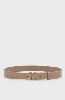 Женский бежевый кожаный ремень ROUND Бежевый 80 Calvin Klein LV04F7073G