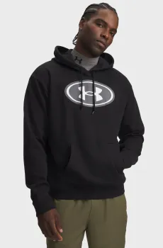 Мужское черное худи UA Rival Flc Branded Hoodie Черный L Under Armour 6013456-008