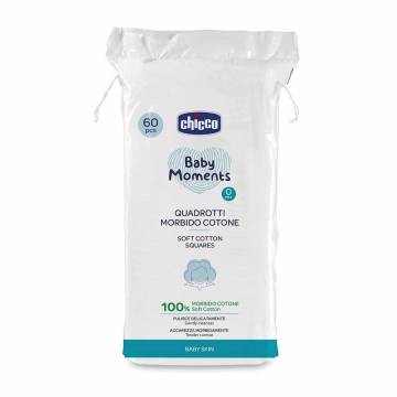 Мягкие хлопковые салфетки Chicco Baby Moments Soft Cotton Squares, 60 шт Мягкие хлопковые салфетки Chicco Baby Moments Soft Cotton Squares, 60 шт