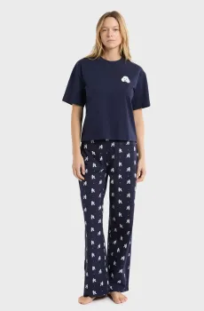 Женская темно-синяя пижама (футболка, брюки) HUGY Синий M Etam 6557333