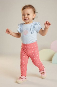 Бавовняні легінси з візерунком - світло-ліловий