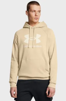 Мужское бежевое худи UA Rival Fleece Logo HD Бежевый M Under Armour 1379758-299