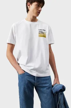 Мужская белая футболка LOGO FADE BOX TEE Белый XXL Calvin Klein Jeans J30J327080