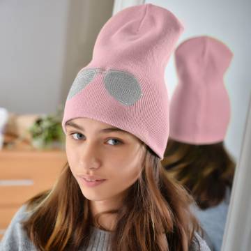 Шапки Lemanta Шапка для дівчаток колір пудра (очки серебро) Шапки Lemanta Шапка для дівчаток колір пудра (очки серебро)