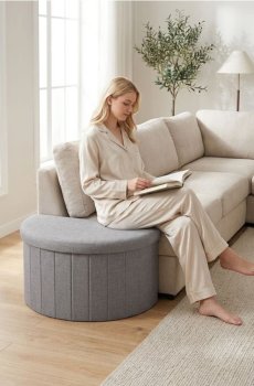 Пуф із функцією зберігання - сірий