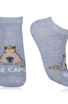 Носки женские AmiGA укороченные, голубые, капибара, размер 23-25