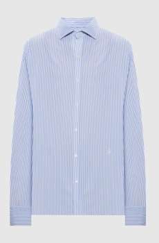 Голубая рубашка в полоску с монограммой