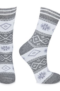 Носки женские AmiGА махровые, со снежинкой серые, размер 23-25
