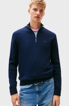 Мужская темно-синяя кофта SLM ESS LIGHT  ZIP Синий S Tommy Jeans DM0DM21654