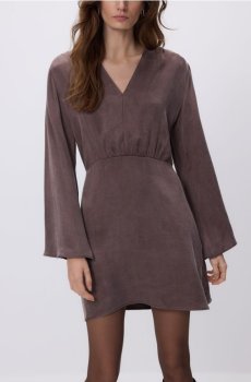 Reserved - Сукня міні з ліоцелем - темно коричневий - 464IM-89X