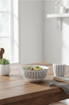 Керамічна миска в смужки - чорний