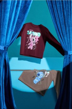Бавовняні футболки з довгим рукавом з принтом 2 pack Stitch - різнобарвний