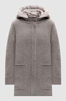 Бежевая двусторонняя куртка из шерсти и кашемира в узор